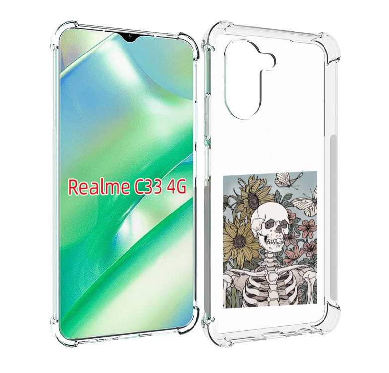 

Чехол MyPads скелетик с подсолнухами для Realme C33 4G, Прозрачный, Tocco