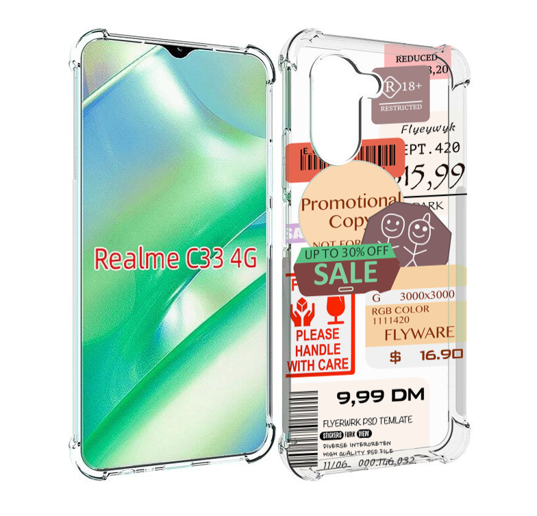 

Чехол MyPads скидочные-купоны-принт для Realme C33 4G, Прозрачный, Tocco