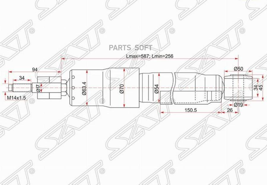 

SAT Амортизатор задний TOYOTA LAND CRUISER 100 98-07 LH=RH