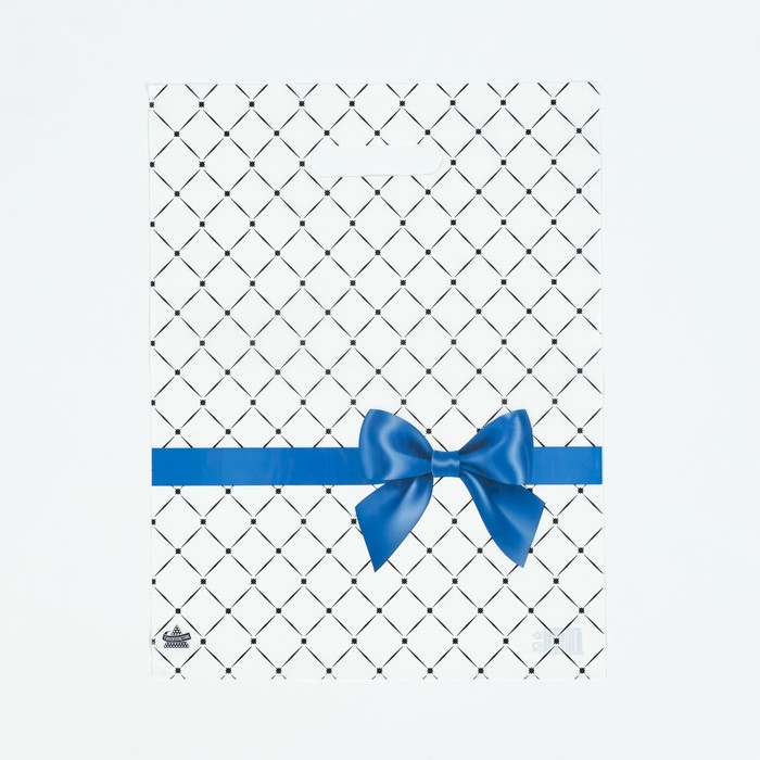

Пакет Синий бантик, полиэтиленовый с вырубной ручкой, 40 х 31 см, 30 мкм (50 шт), Белый