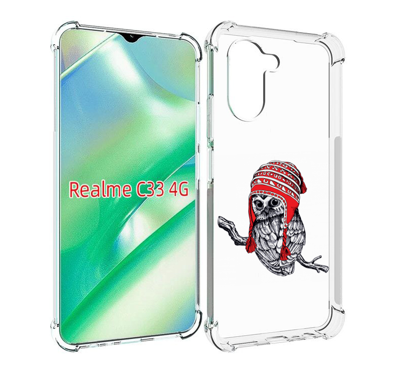 

Чехол MyPads сова-в-красной-шапке-на-веточке для Realme C33 4G, Прозрачный, Tocco