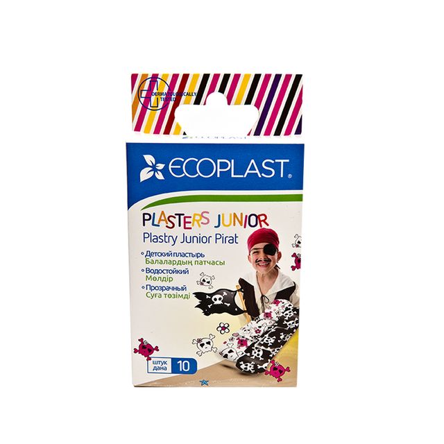 фото Набор пластырей медицинских junior pirate 10 шт. ecoplast