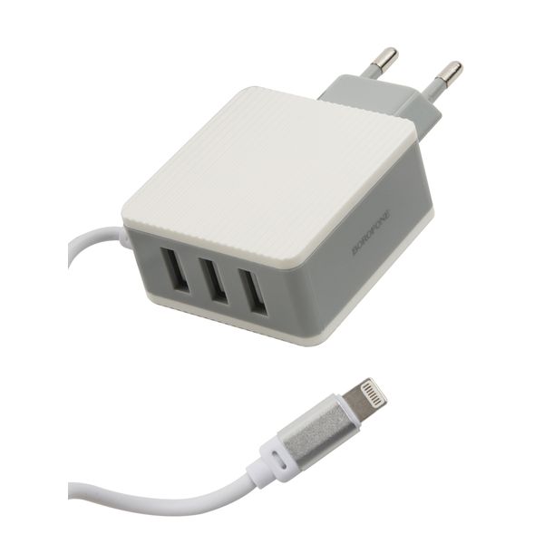 фото Сетевое зарядное устройство borofone ba42a joyful, 3xusb, 3,1 a, white