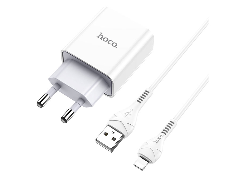 фото Сетевое зарядное устройство hoco c81a, 1xusb, 2,1 a, white