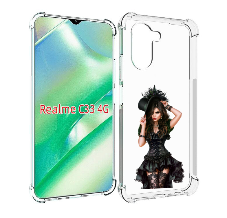 

Чехол MyPads стройная-девушка-в-черном-платье для Realme C33 4G, Прозрачный, Tocco
