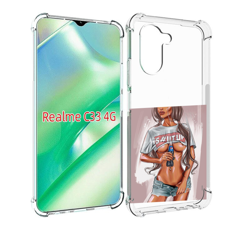 

Чехол MyPads стройная-девушка-с-пепси женский для Realme C33 4G, Прозрачный, Tocco
