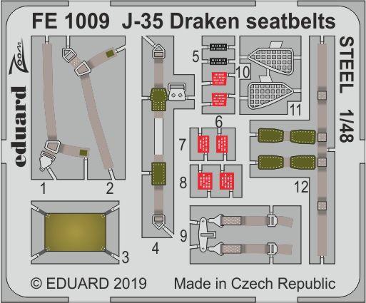 фото Фототравление eduard 1/48 j-35 draken, стальные ремни