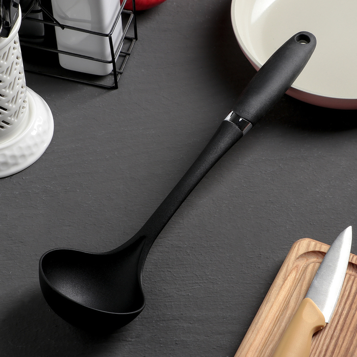 

Половник Доляна «Глэйд», 34 см, ручка soft-touch, цвет чёрный