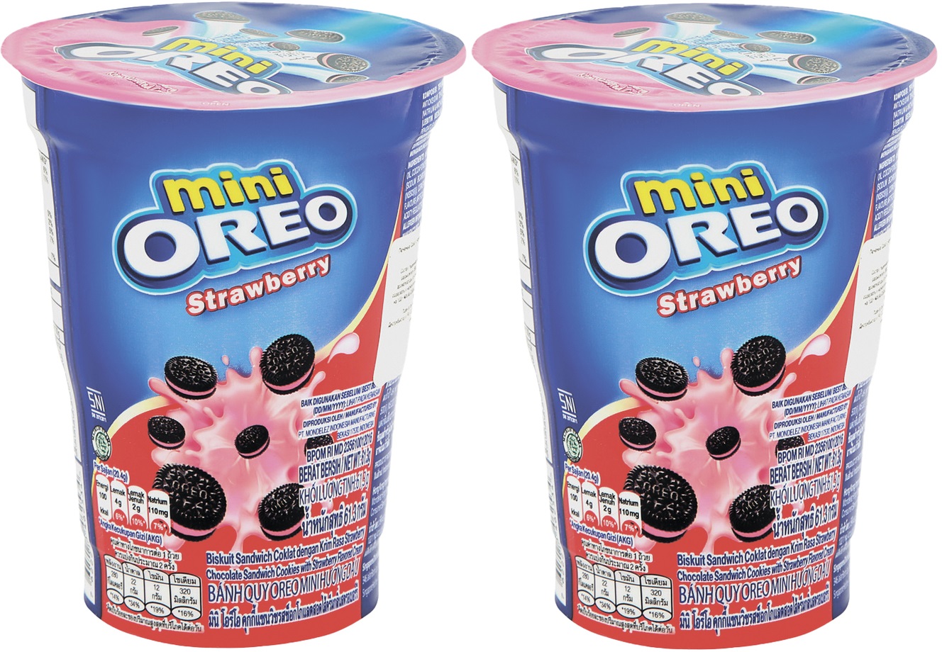 фото Печенье oreo мini strawberry creme клубничный крем, 61,3 г х 2 шт