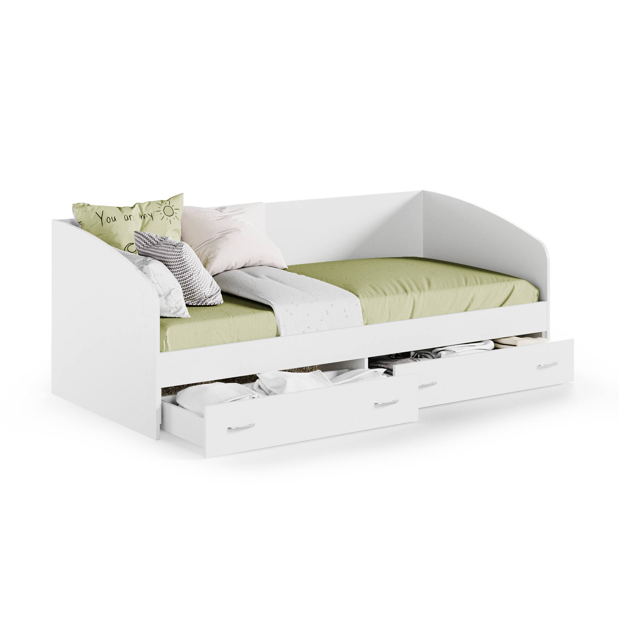 

Кровать RuHome24 Детская 90х200 с ящиками белая, Белый, Детская