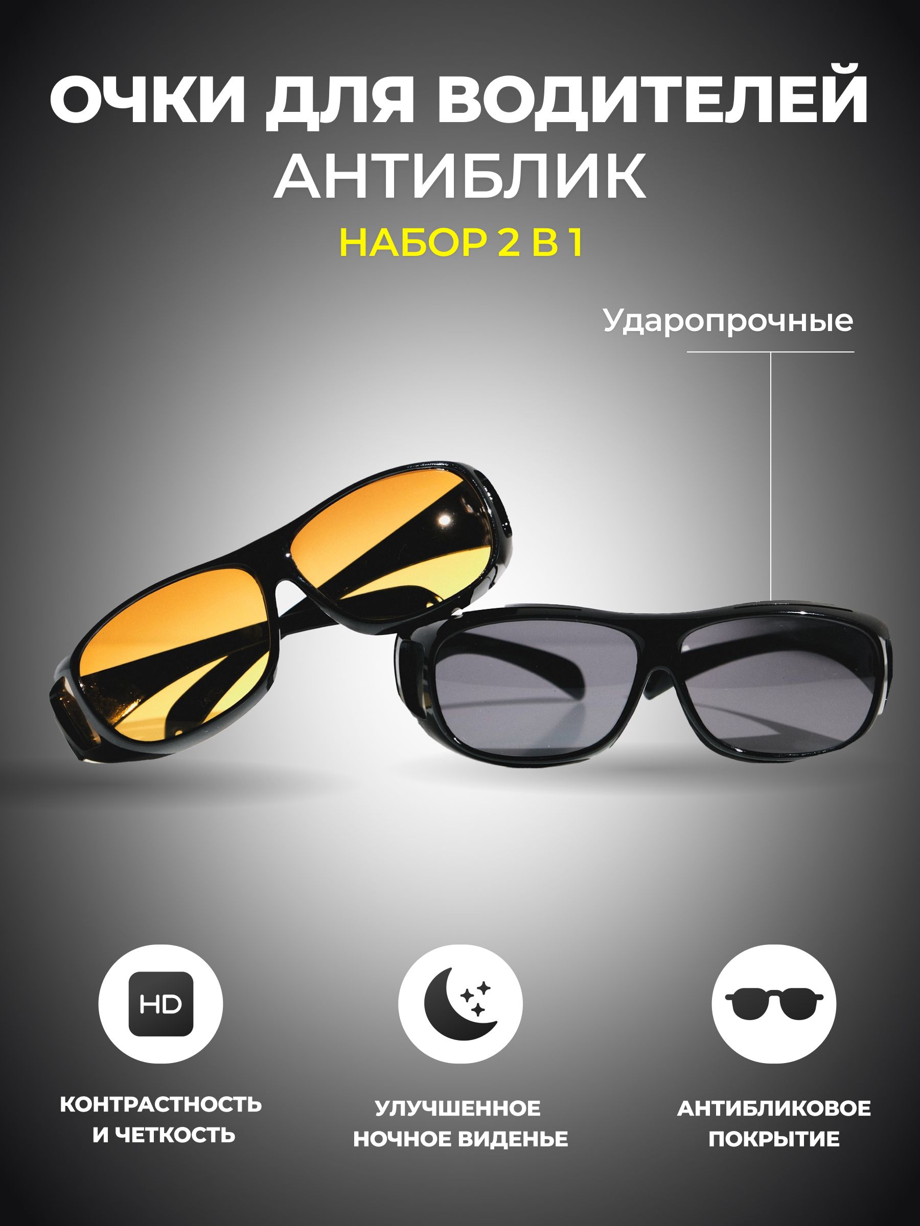 Очки антиблик для вождения HomDoctor 2 в 1 350₽