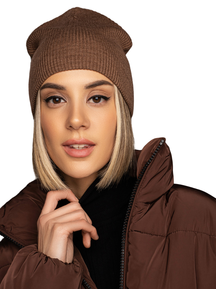 

Шапка бини женская Siberika Анна коричневая р. ONE SIZE, Анна