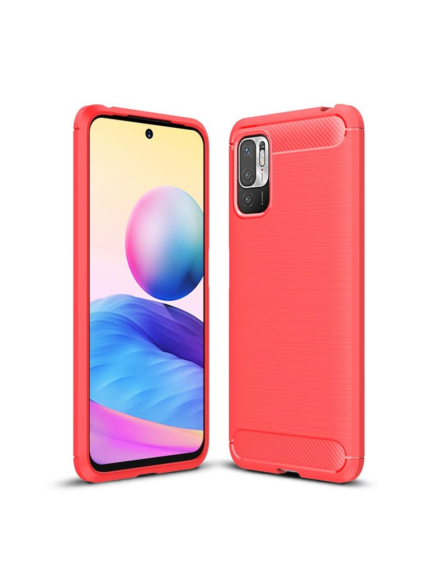 

Brodef Carbon Силиконовый чехол для Xiaomi Redmi Note 10T/Poco M3 Pro Красный