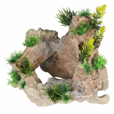фото Декорация для аквариума aqua della "камень с растениями", бежево-зелёный