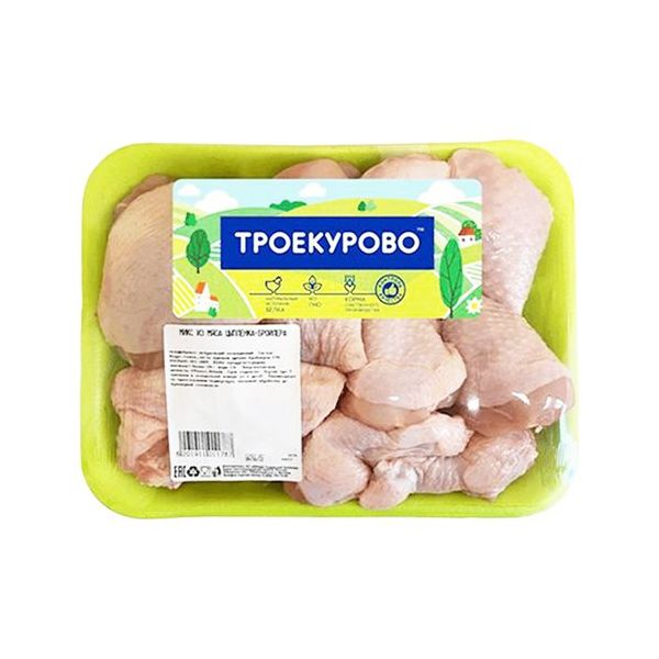 

Микс из мяса цыпленка-бройлера Троекурово бедро-голень-крыло на кости охлажденный