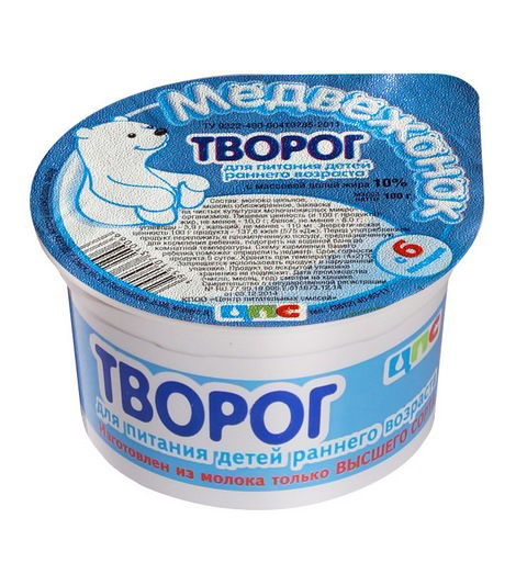 

Творог Медвежонок с 6 месяцев 10% 100 г