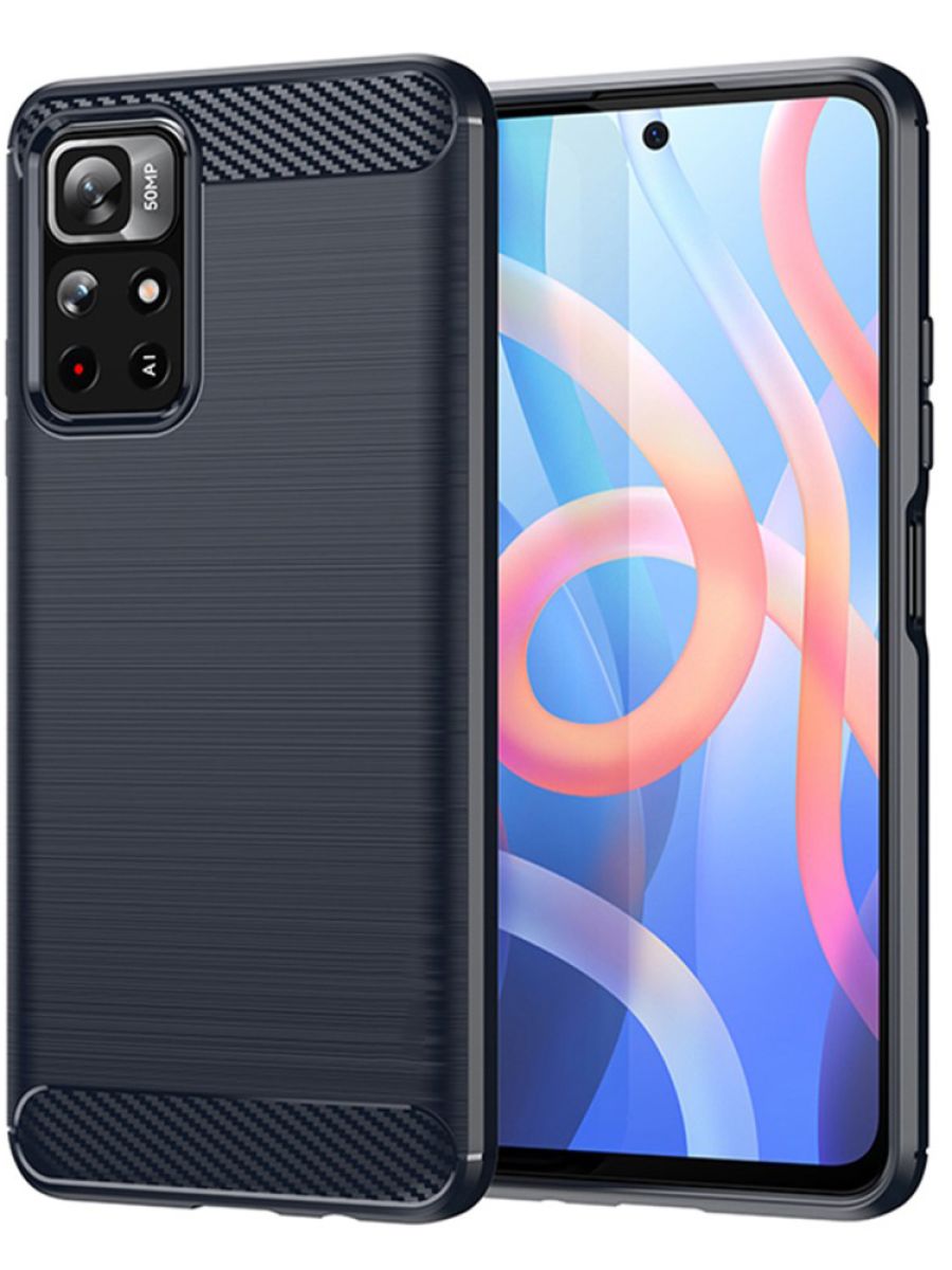 

Brodef Carbon Силиконовый чехол для Poco M4 Pro 5G Синий