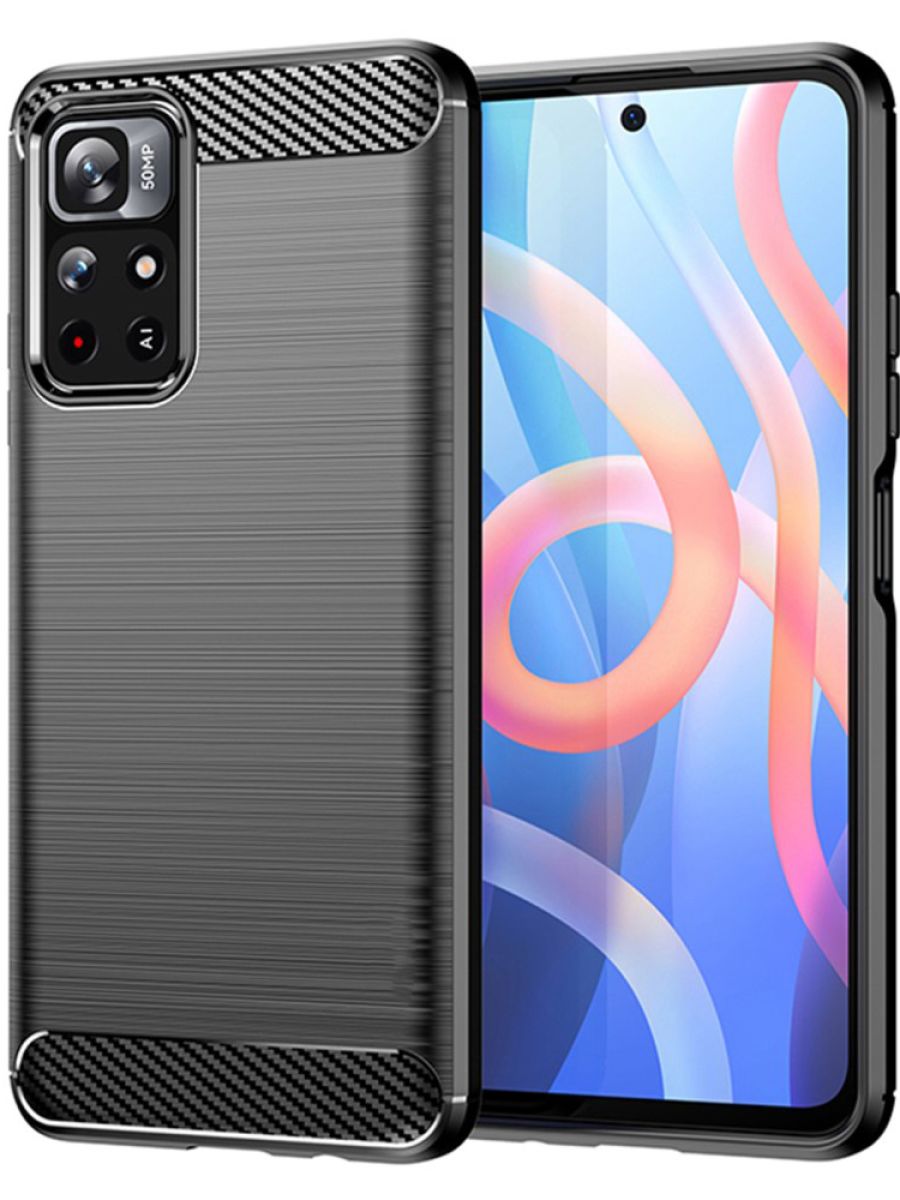 

Brodef Carbon Силиконовый чехол для Poco M4 Pro 5G Черный