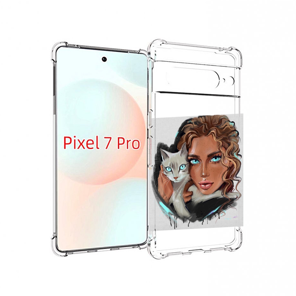 

Чехол Mypads Девушка-С-Котом-Голубые-Глаза Женский Для Google Pixel 7 Pro, Прозрачный, Tocco