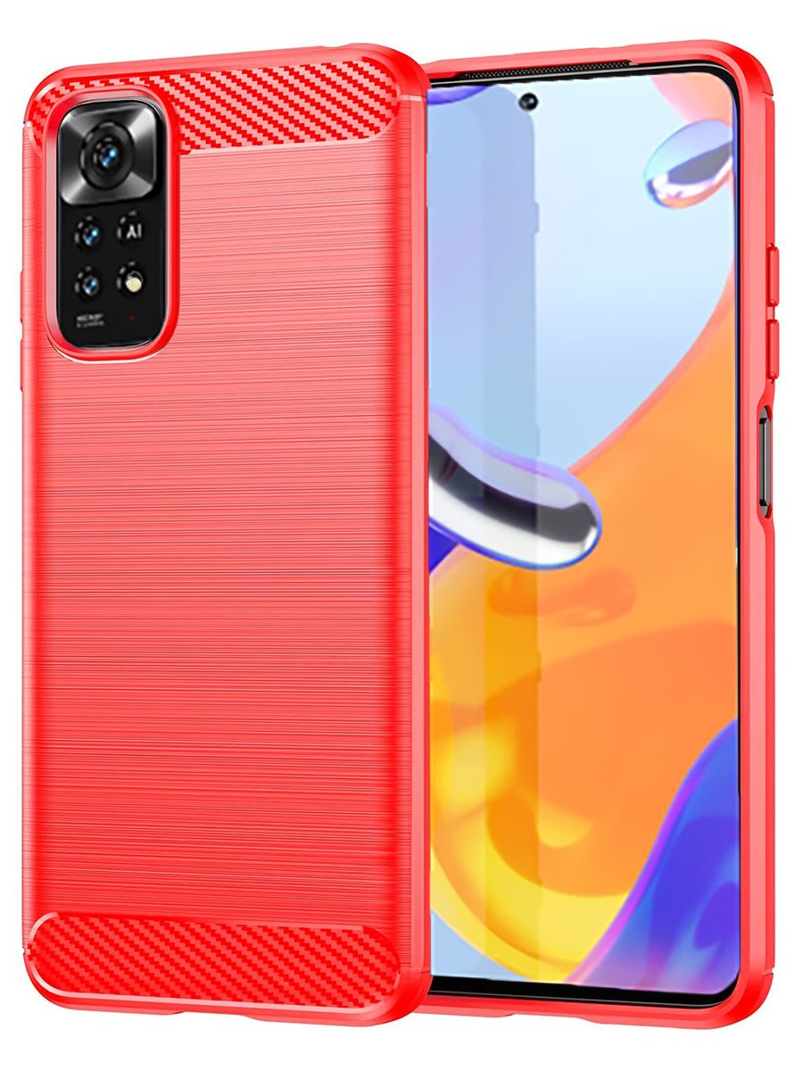 

Brodef Carbon Силиконовый чехол для Xiaomi Redmi Note 11 Pro Красный