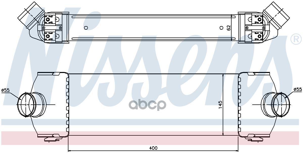 

Интеркулер Ford Transit Vii 2.2-2.4 D 06- Nissens арт. 96641, 96641