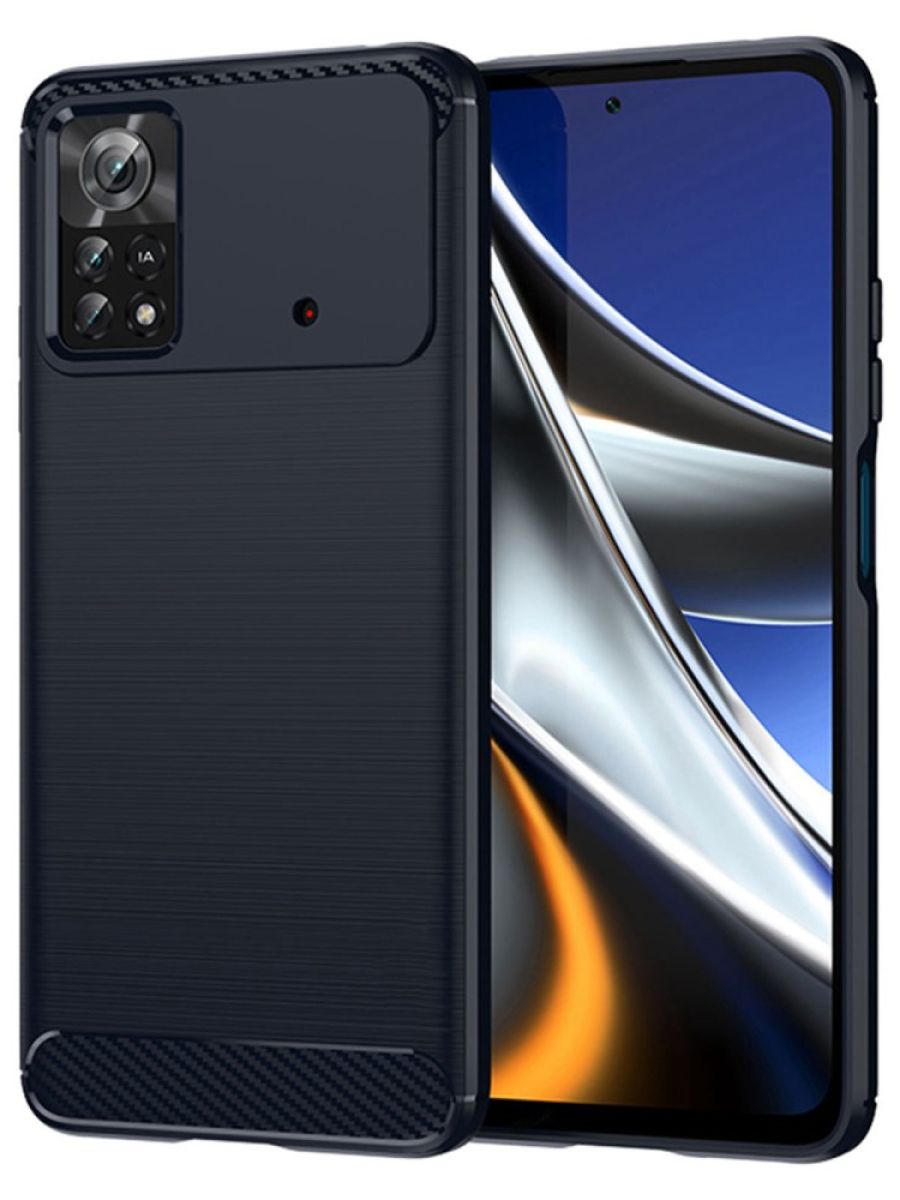 

Brodef Carbon Силиконовый чехол для Poco X4 Pro 5G Синий
