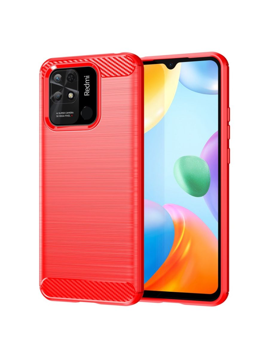 

Brodef Carbon Силиконовый чехол для Xiaomi Redmi 10C Красный