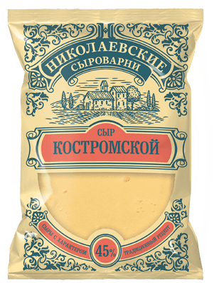Сыр полутвердый Николаевские сыроварни Костромской 45% бзмж 200 г