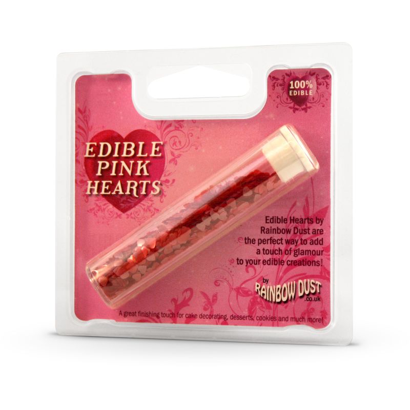 

Блестки съедобные Сердца розовые Edible Pink hearts Raindow Dust, 2 гр.