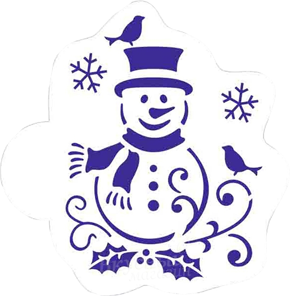 фото Трафарет для мастики/марципана снеговик со снежинками 11 см. м319 no brand