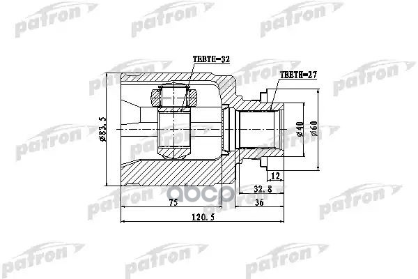 

ШРУС внутр к-кт [A:32, B:27, D:40, L:120] HONDA: CRV/Odyssey 09.01- PATRON PCV4013