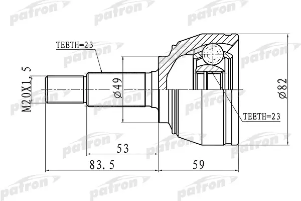 ШРУС наружн 23x49x23 Nissan: Micra/Note 1.5DCi 05> PATRON PCV1667