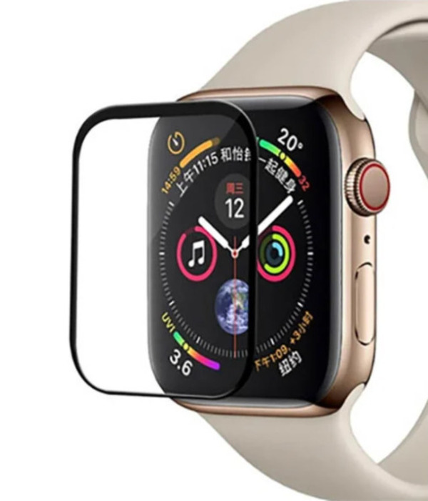 

Защитная пленка для часов Apple Watch Series 7 45 mm прозрачная с черной рамкой, Прозрачный