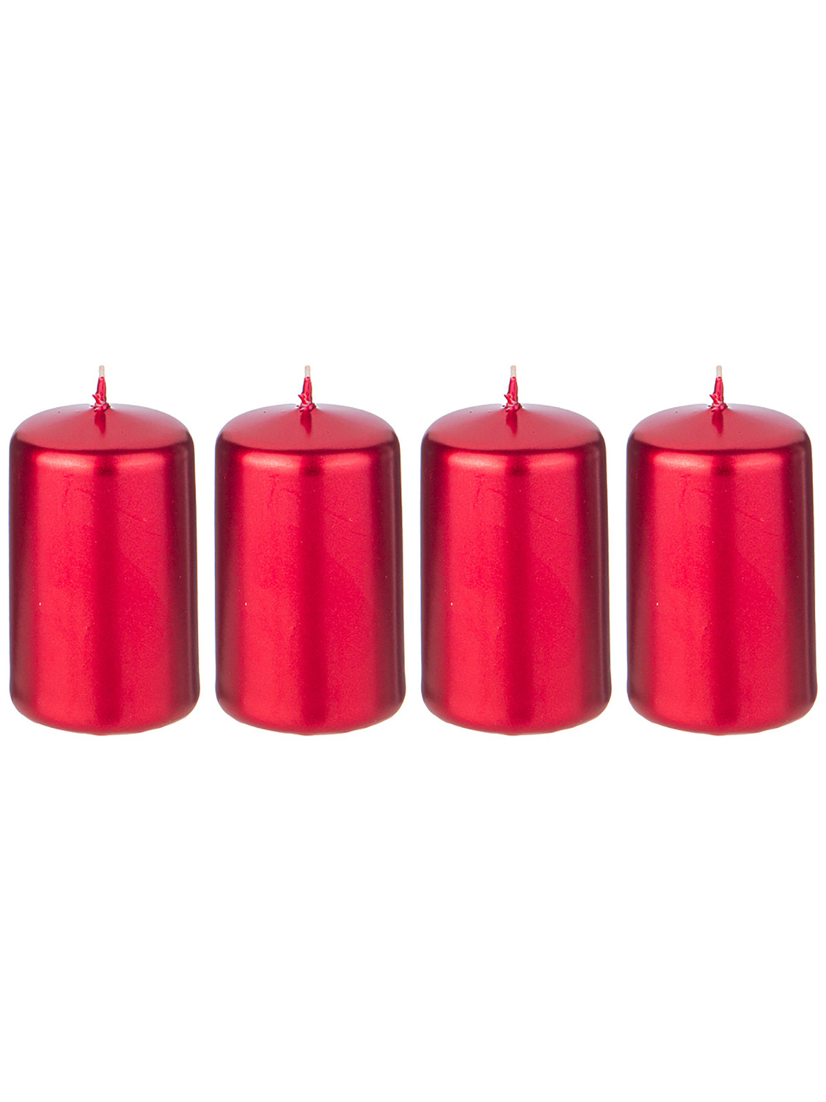Набор свечей красный металлик Adpal Новый Год 4 шт 7 см 348-860