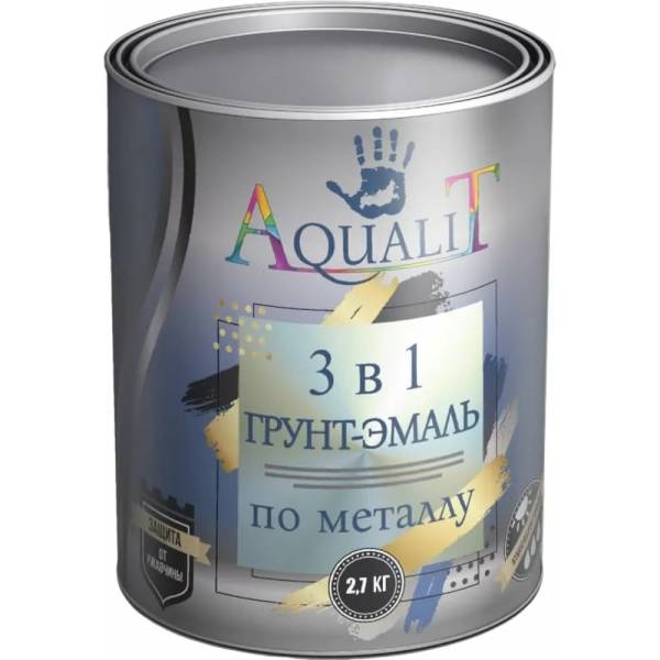 Грунт-эмаль Aqualit 3 в 1 черная, 2.7 кг pvpsz013