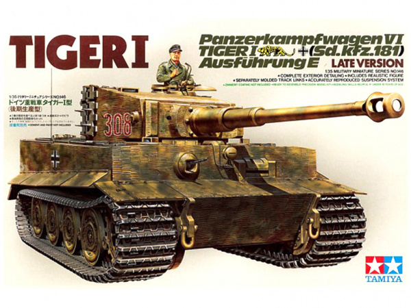 35146 Tamiya 1/35 Танк Tiger I Ausf.E поздняя версия c наборными траками и командиром
