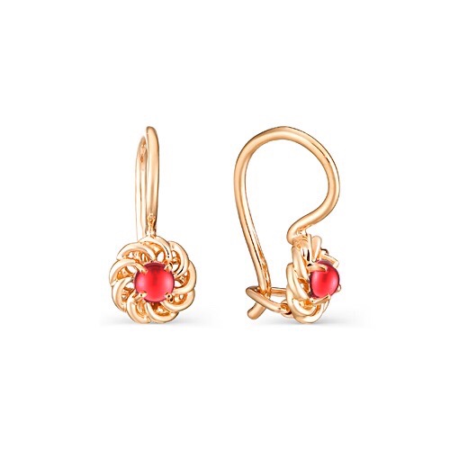 

Серьги из желтого золота с гранатом Яхонт Ювелирный 174322, 174322