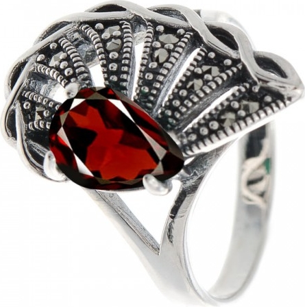 

Кольцо из серебра с гранатом р. 18 ЮК Марказит HR1456, HR1456