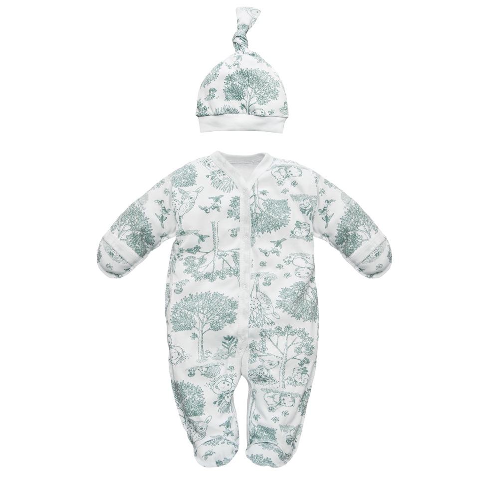 фото Комбинезон (слип) с чепчиком (шапочкой) amarobaby soft hugs лесная сказка (зеленый )56