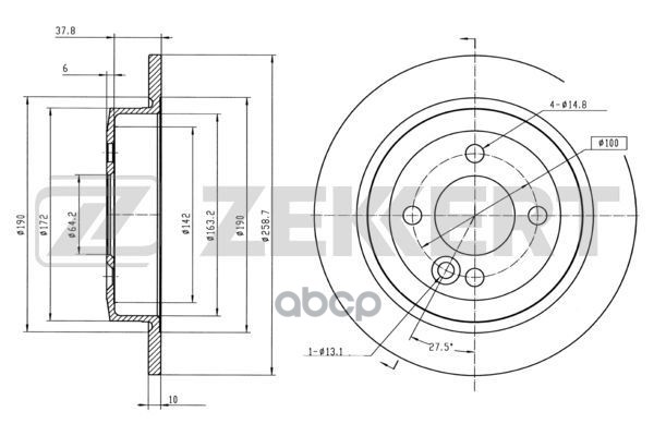 

Диск Торм. Зад. Mini (R50-59) 01- Zekkert bs-5372, BS5372