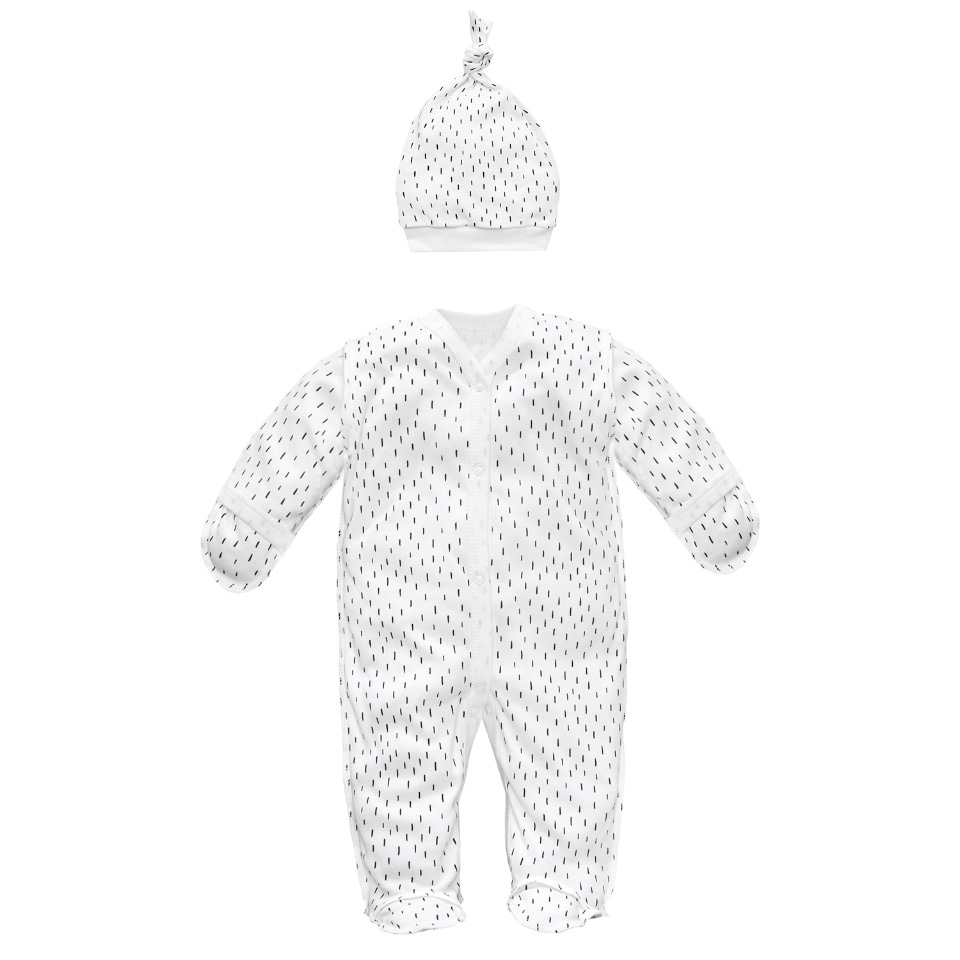 фото Комбинезон (слип) с чепчиком (шапочкой) amarobaby soft hugs черточки (белый) 74