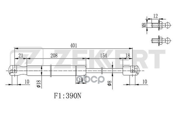 Пружина Газовая Капота Nissan Patrol Y61 97- Zekkert арт GF2248 1303₽