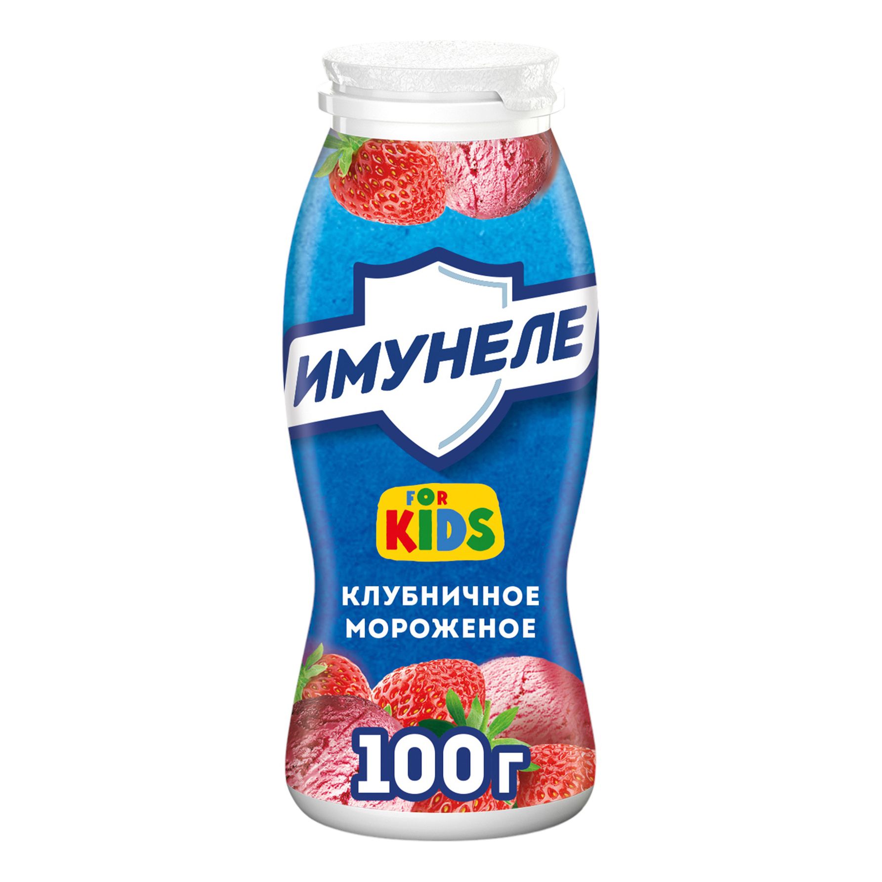 Кисломолочный напиток Имунеле For Kids Клубничное мороженое 1,5% БЗМЖ 100 мл