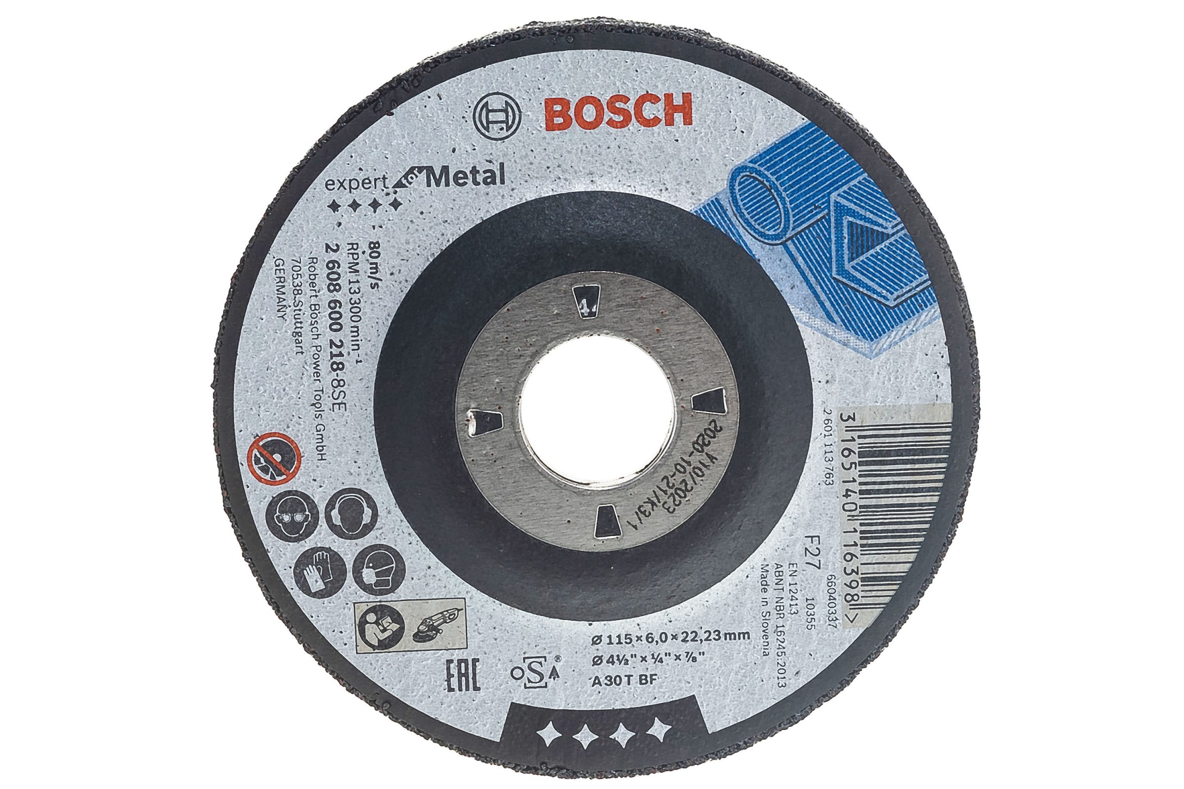 Диск шлифовальный по металлу Bosch 2.608.600.218, 115х22,2 мм двухсторонникй шлифовальный диск romus