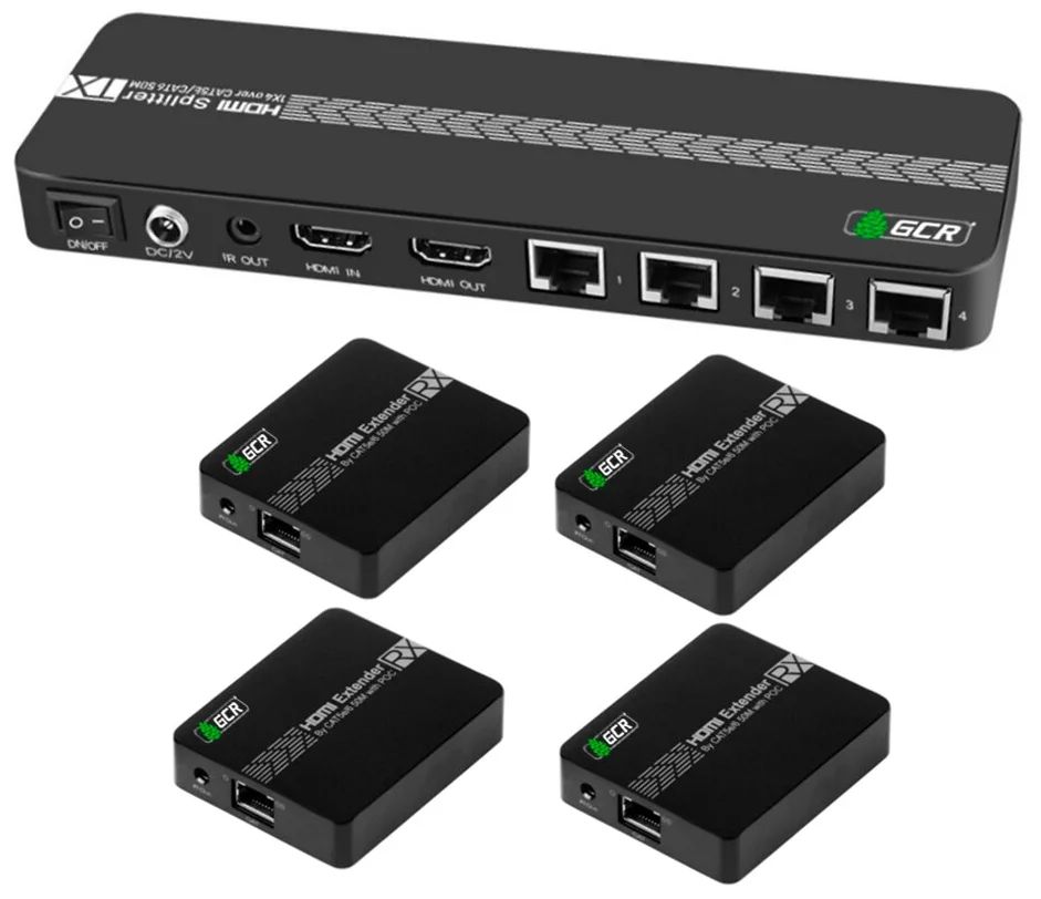 

Разветвитель HDMI 1.4 через LAN кабель, 1 x 4 +1 GreenLine, до 60.0m