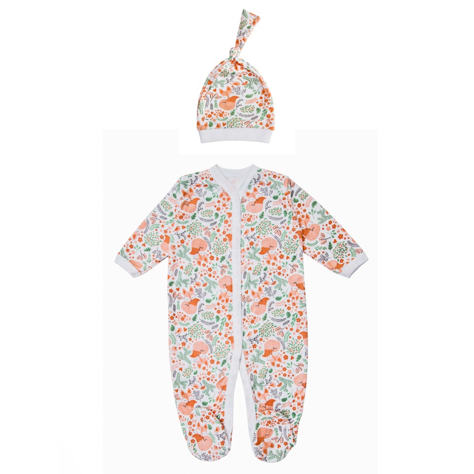 

Комбинезон (слип) с чепчиком Amarobaby Soft Hugs Лисички, белый, 62 размер, AB-OD20-SH301/00