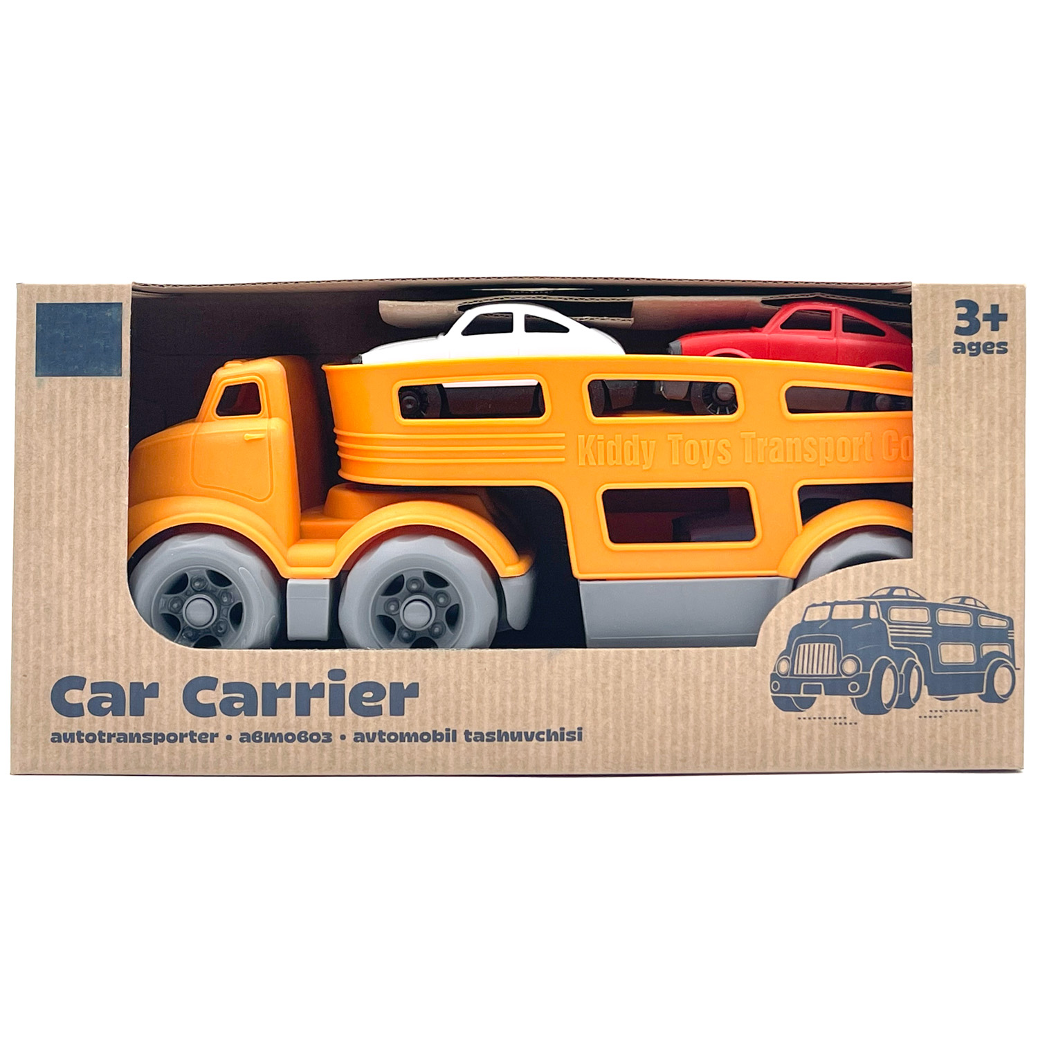 Автовоз с машинками Нижегородская игрушка Car Hauler Трейлер №2, оранжевый трейлер с машинками в коробке pt2037