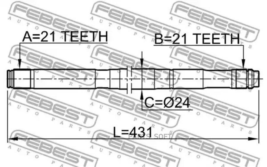 

FEBEST ПОЛУОСЬ ЛЕВАЯ 21X431X21