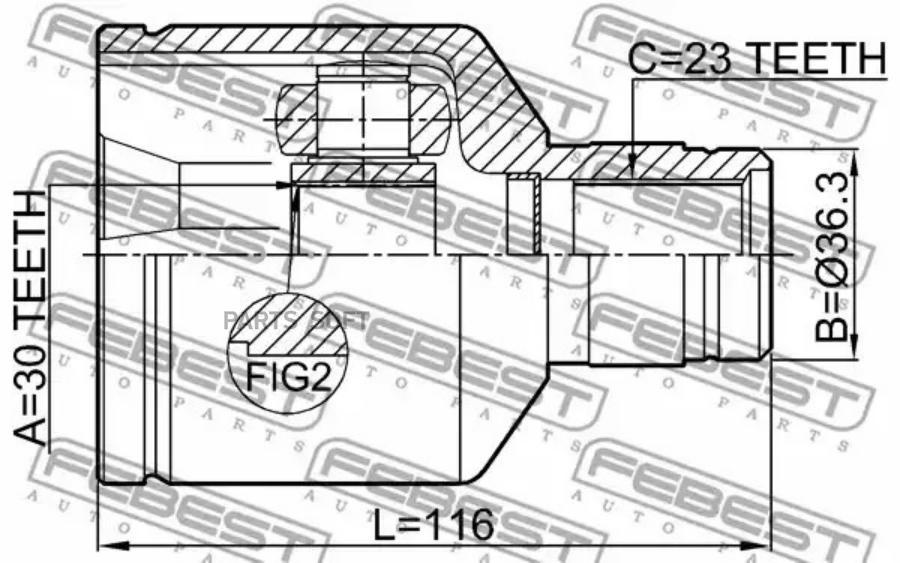 

FEBEST ШРУС ВНУТРЕННИЙ ПРАВЫЙ 30X36.3X23