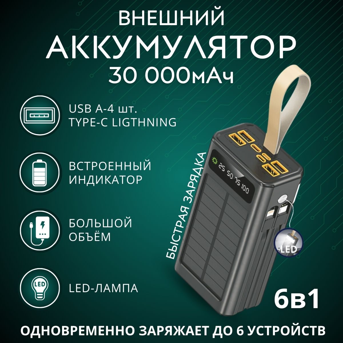 

Внешний аккумулятор FaizFull FL60 30000 мА/ч универсальный, черный (FL60black), FL60